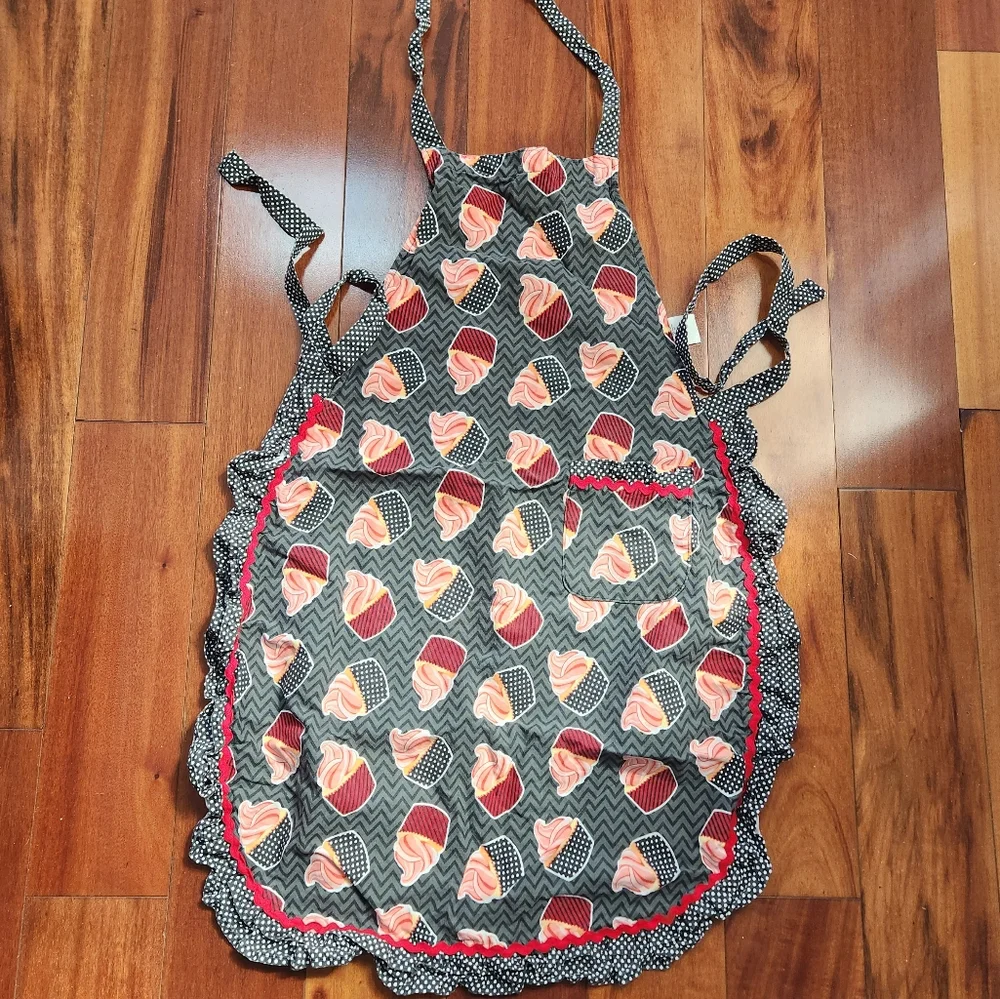 Pink Icing Cupcakes Ruffles Baking Full Apron